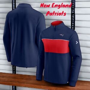 MENS FANATICS NAVY/RED NEW ENGLAND PATRIOTS BLOCK PARTY QUARTER ZIP SWEATSHIRT